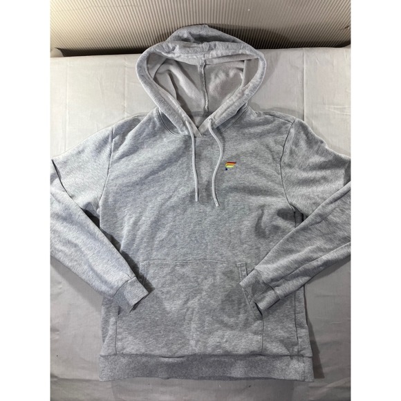 Parade Tops - Parade Womens Gray Hoodie Sweatshirt Rainbow Logo Pocket‎ Pullover Size M